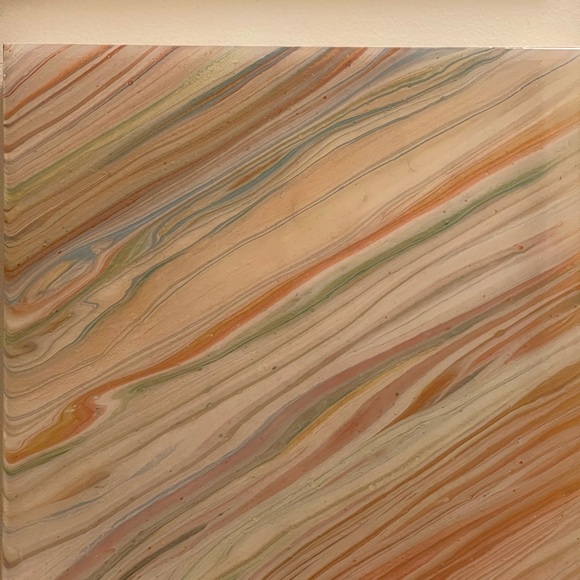 Original art 8x8” wooden panel paintings, acrylic pour with resin, soft pastels - Picture 13 of 13